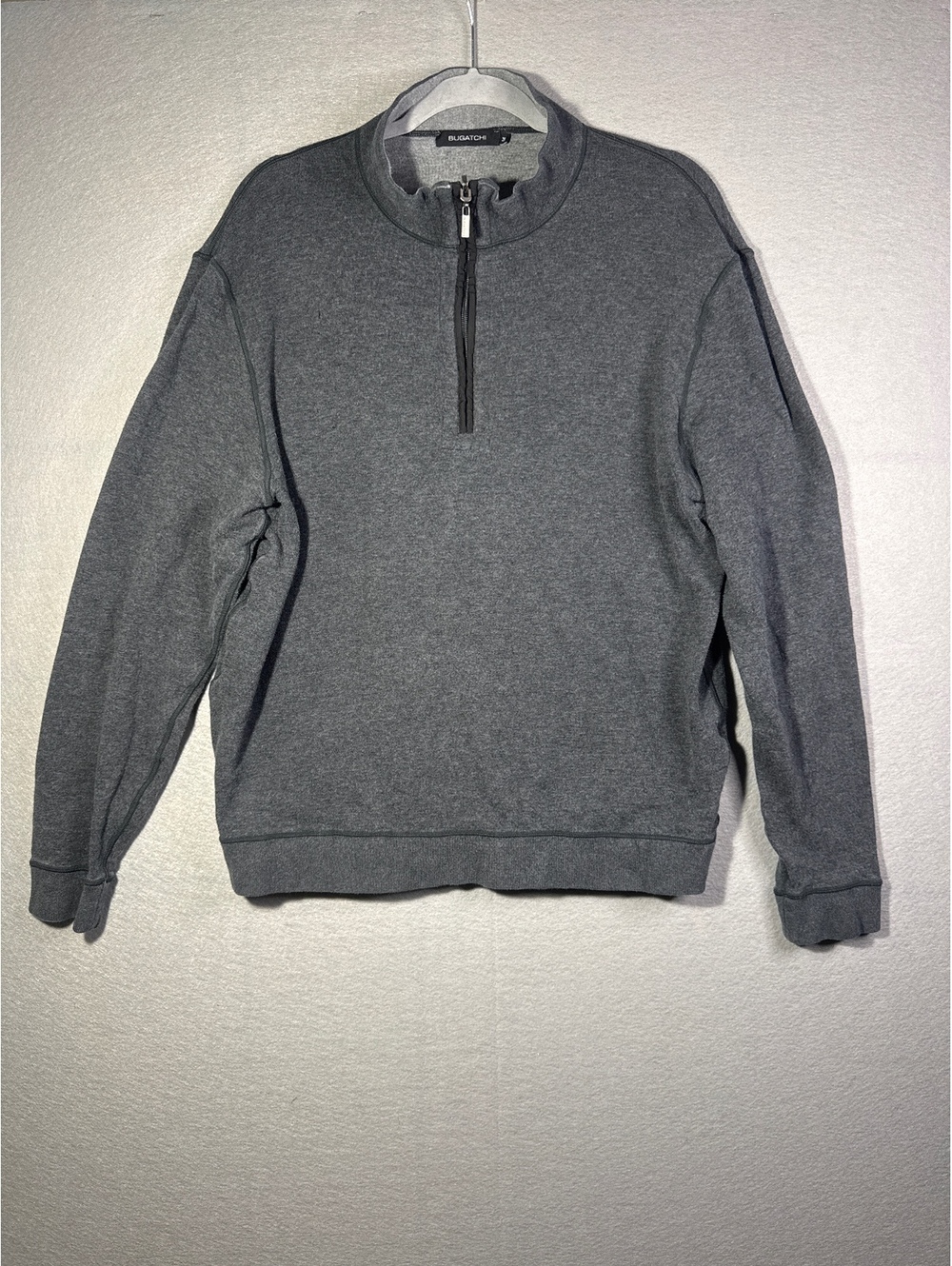 Bugatchi Men's Gray Quarter-Zip Sweatshirt Medium